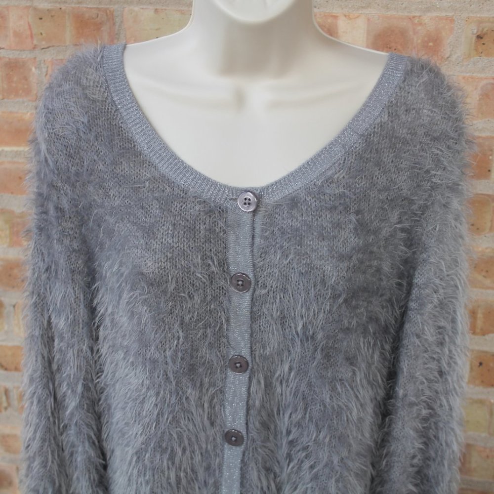 Gray Faux Fur XL Cardigan Rewind Sweater